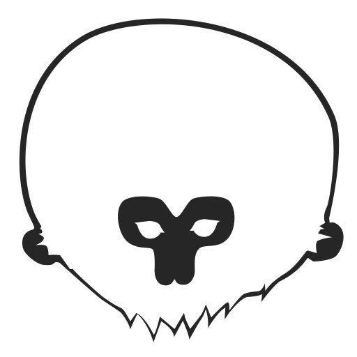 Una ilustración estilizada de una calavera con rasgos minimalistas.