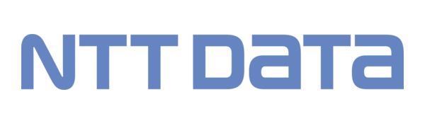 Logo de NTT DATA en tonos de azul.