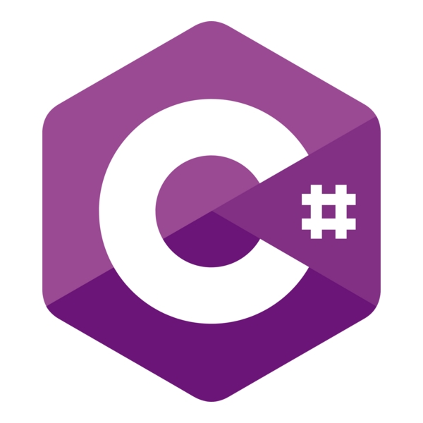Logo del lenguaje de programación C# en forma de hexágono.