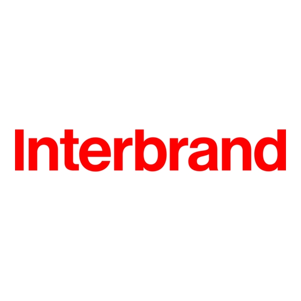 Logotipo de la empresa Interbrand en color rojo.