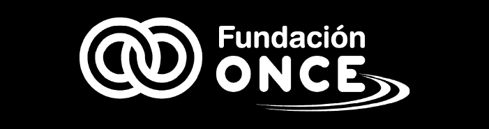 Logotipo de la Fundación ONCE en fondo negro.