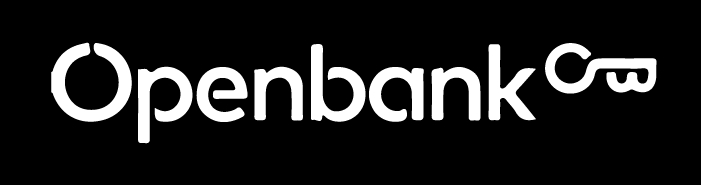 Logotipo de Openbank sobre un fondo negro.