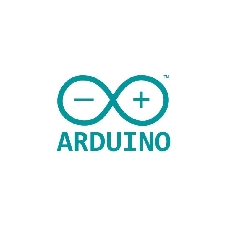 Logo del proyecto Arduino que presenta el símbolo de infinito junto con el nombre 'Arduino'.