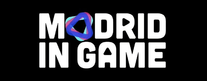 Logo del evento Madrid In Game sobre videojuegos.