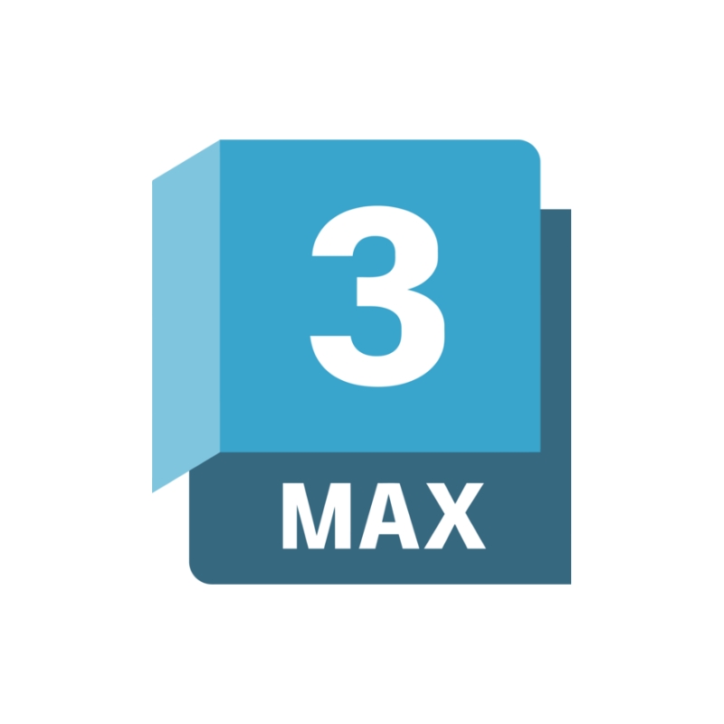 Logo de la aplicación 3ds Max que presenta un diseño moderno y minimalista.
