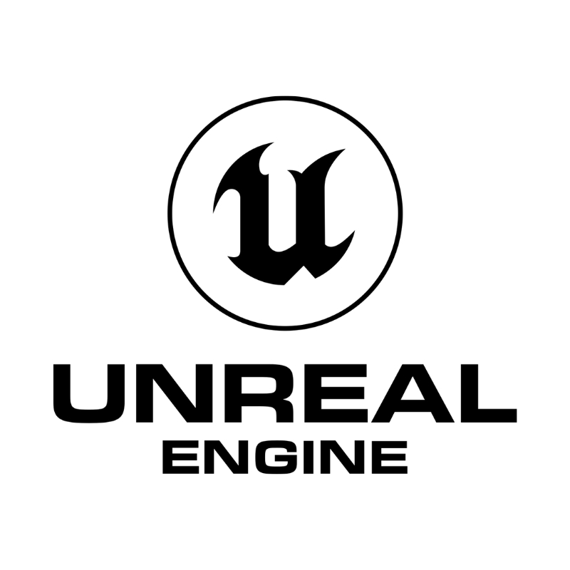 Logotipo de Unreal Engine en un diseño minimalista.
