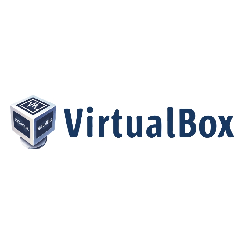 Logotipo de VirtualBox, una plataforma de virtualización de software.