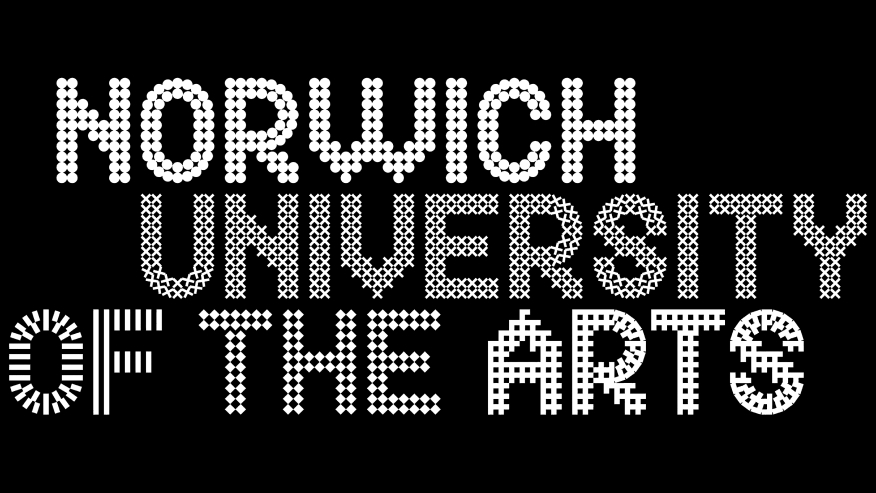 Texto gráfico que representa el nombre de una universidad de artes.