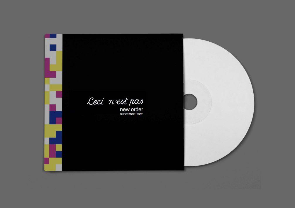 Portada del álbum 'Substance' de New Order con un diseño abstracto en colores sobre fondo negro.