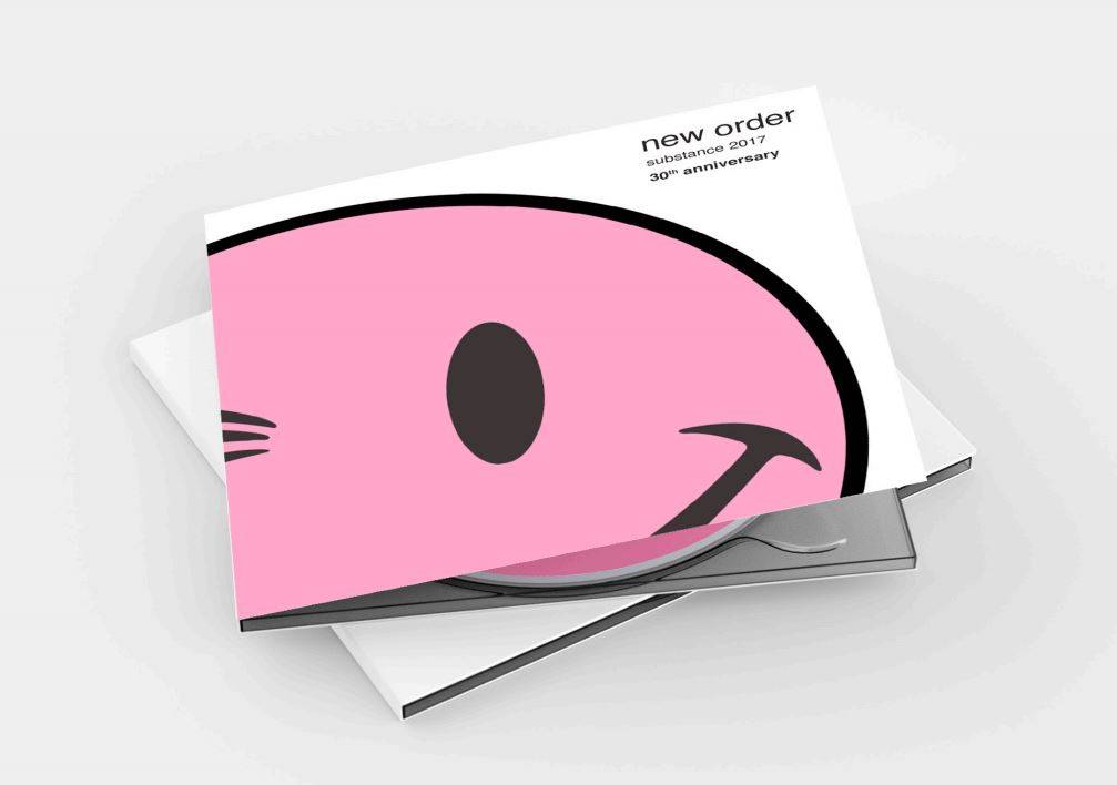 La imagen muestra un álbum de New Order con un diseño colorido y moderno en celebración de su 30 aniversario.