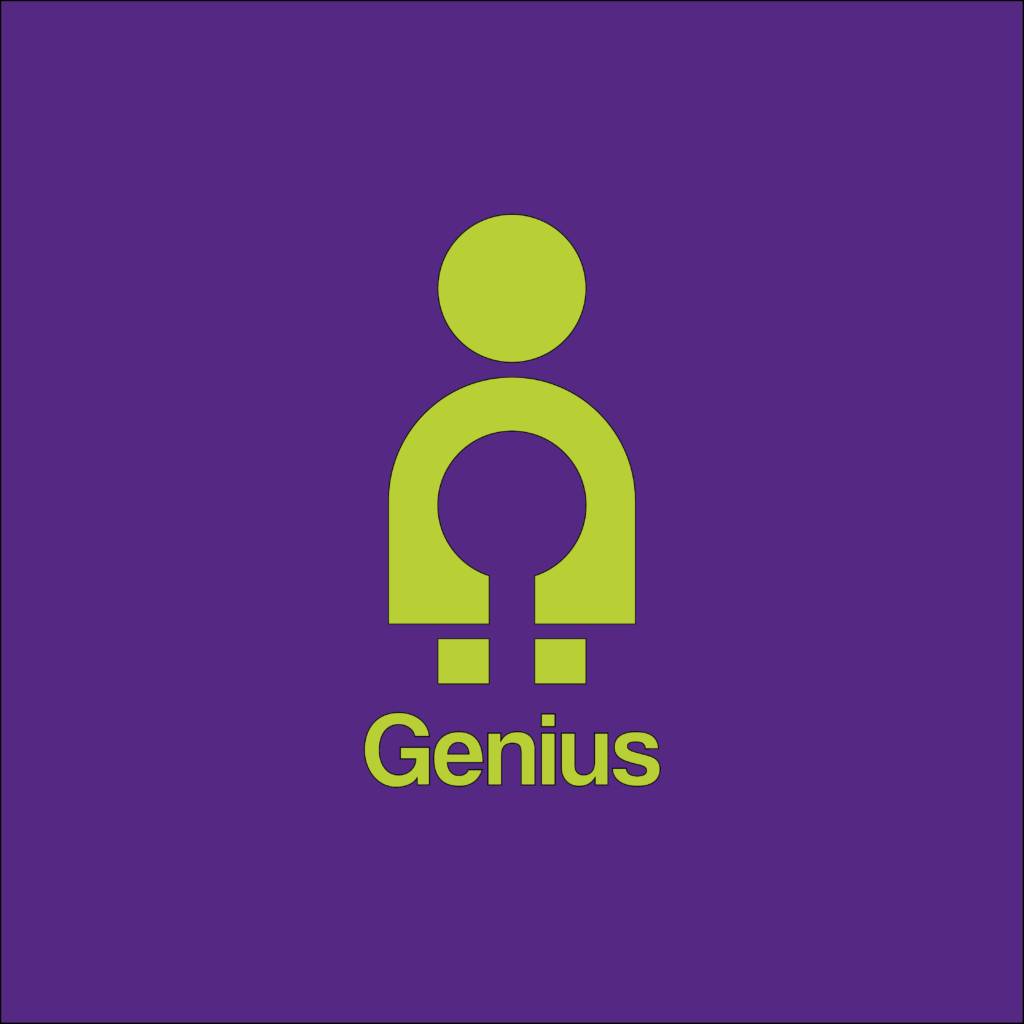 Un logotipo colorido que representa a una figura humana estilizada con la palabra 'Genius' debajo.