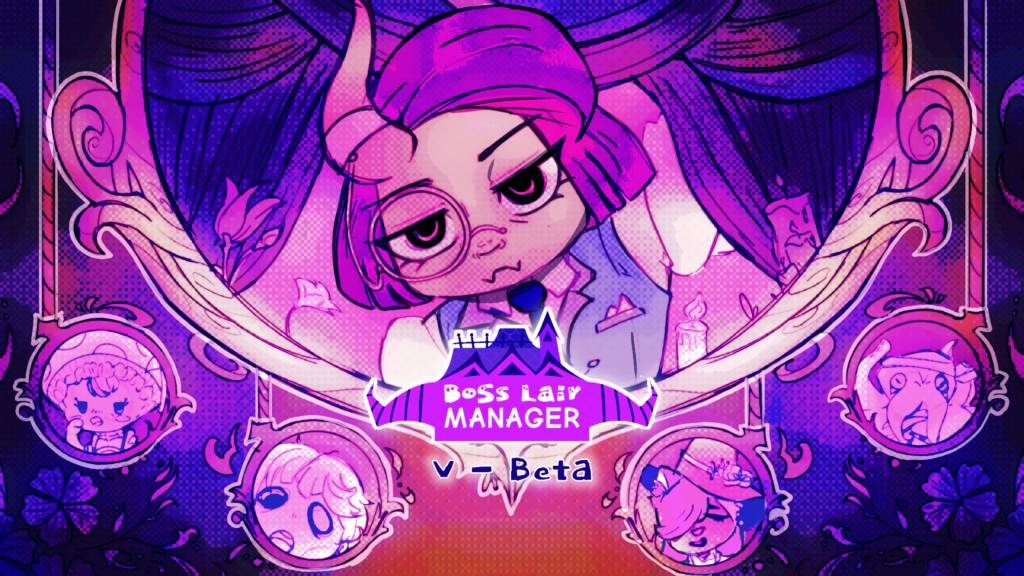 La imagen presenta un diseño colorido y estilizado de un videojuego titulado 'Boss Lady Manager', con personajes animados en un entorno vibrante.