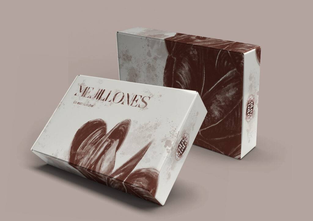 Los envases de un producto elegante con un diseño minimalista en tonos marrones.