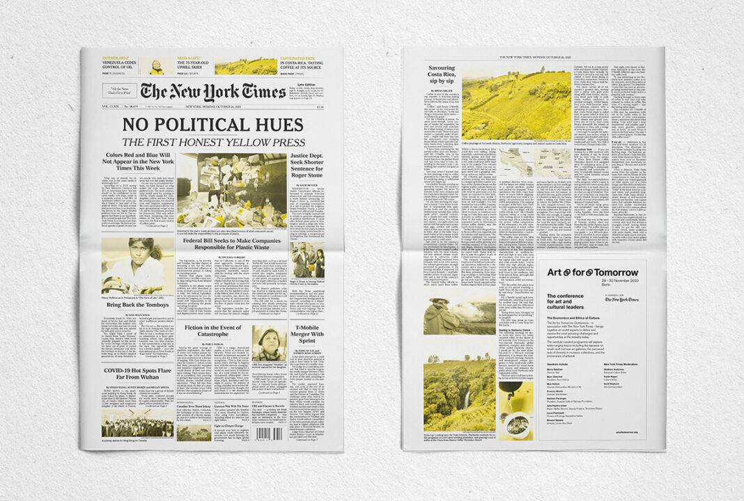 Una imagen de las páginas de un periódico donde se destaca un titular sobre la prensa amarilla.