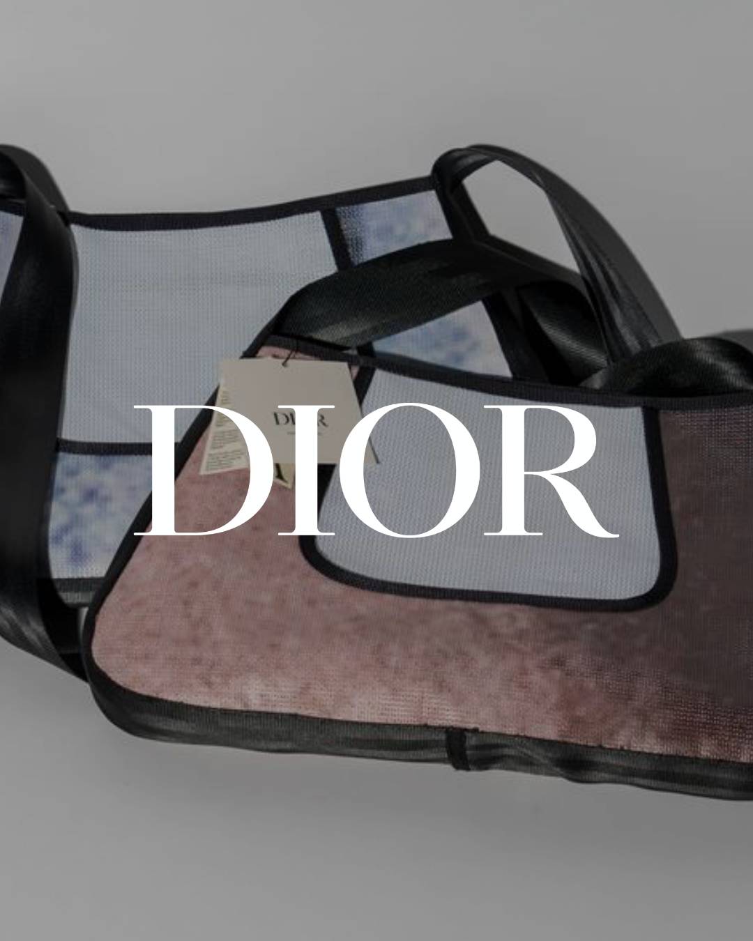 La imagen muestra bolsas de la marca Dior con un diseño moderno y elegante.