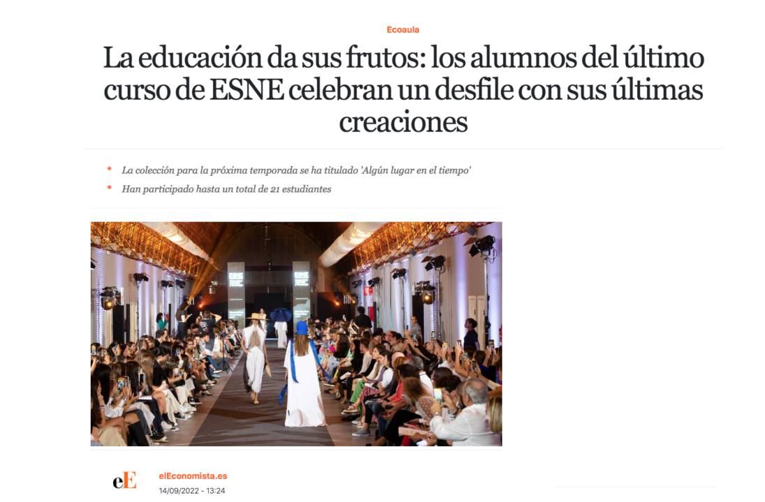 Un desfile de moda donde los alumnos de ESNE presentan sus últimas creaciones.