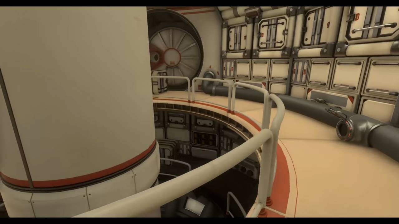 Interior de un entorno futurista con elementos de tecnología avanzada.