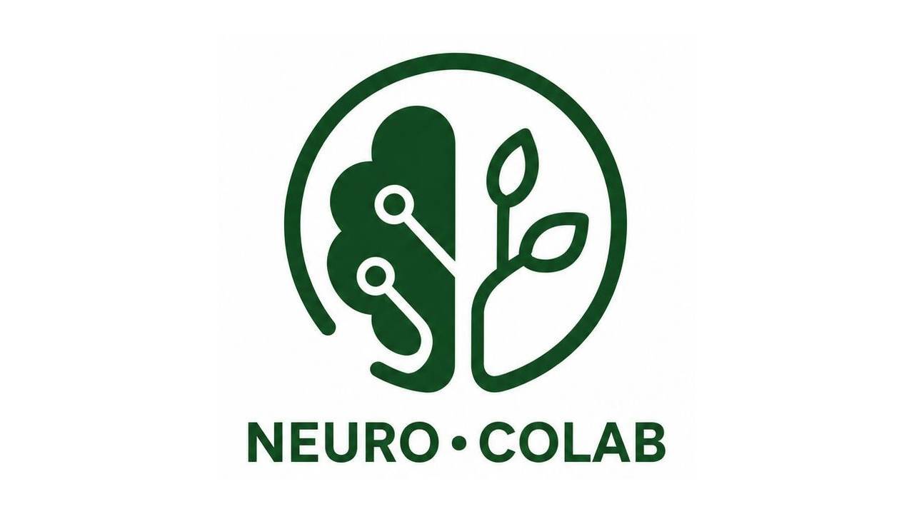 Logo que combina elementos de un cerebro y una planta, representando la conexión entre la neurociencia y la naturaleza.