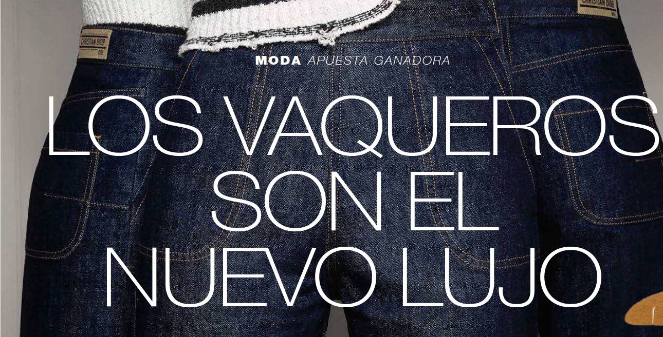 Una imagen que resalta la moda de los vaqueros como un símbolo de lujo actual.