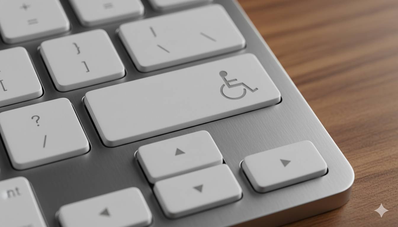 Teclado con una tecla que presenta el símbolo de accesibilidad.