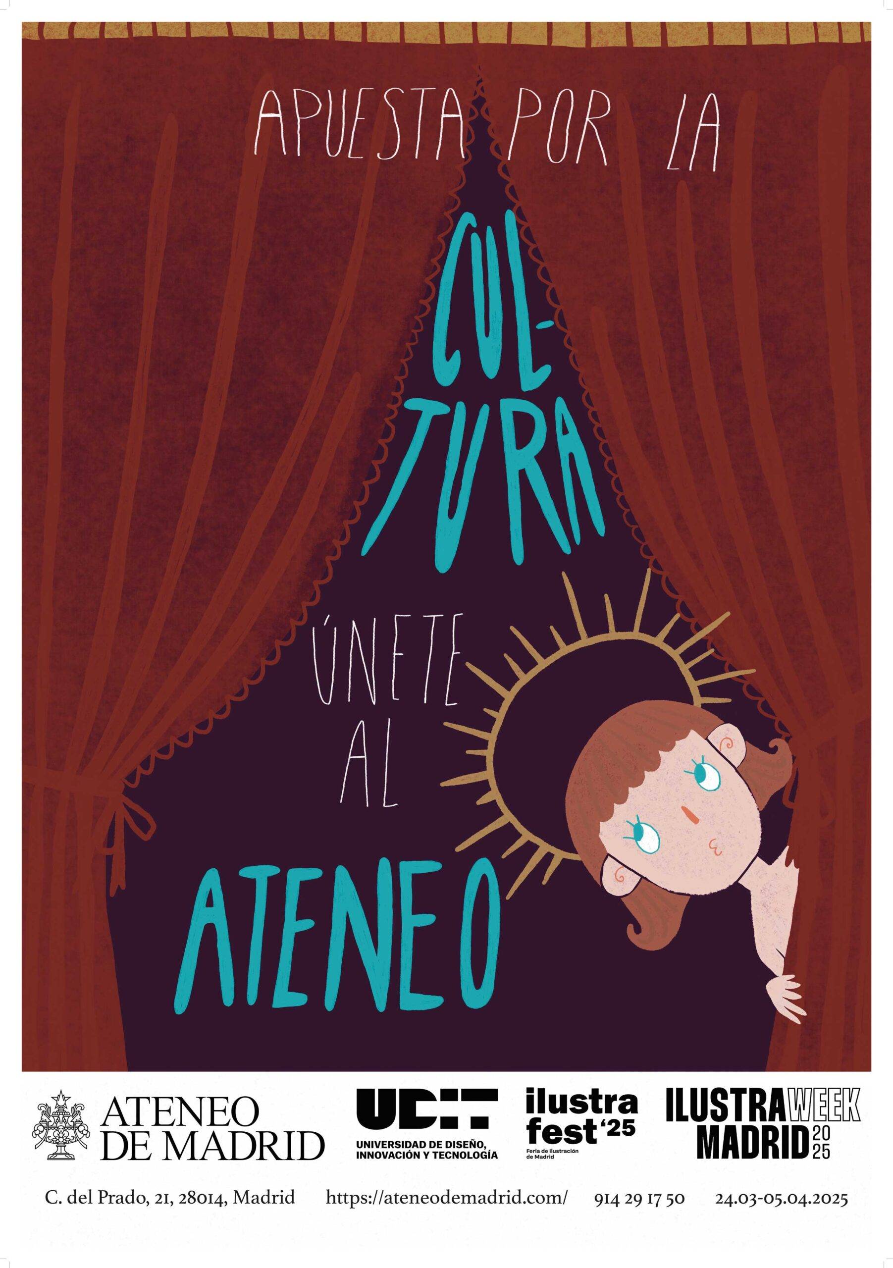 Cartel que invita a unirse al Ateneo de Madrid y apoyar la cultura.
