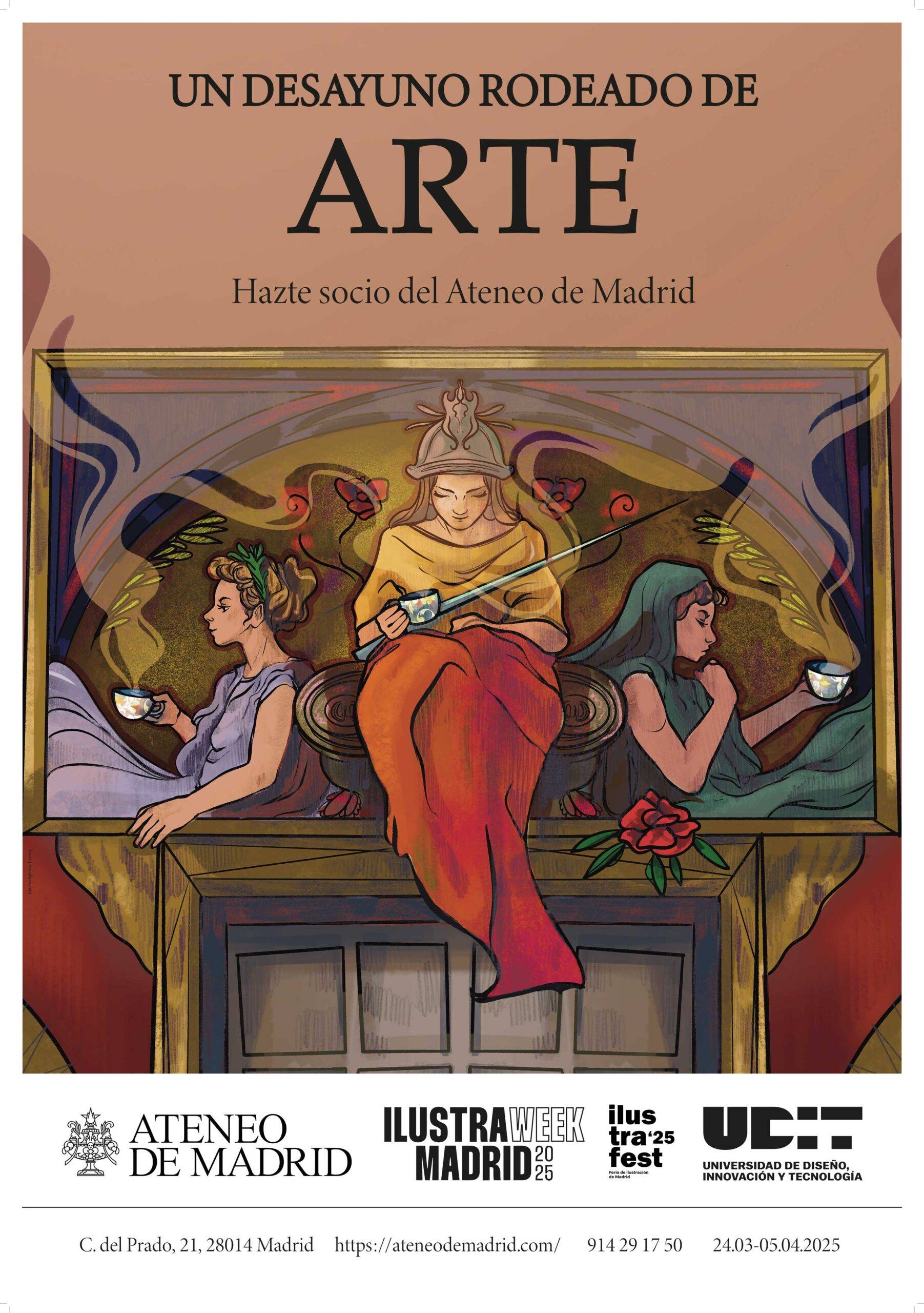Un cartel que promociona un desayuno rodeado de arte en el Ateneo de Madrid.