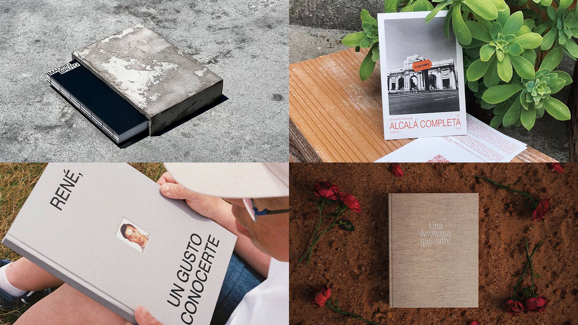 La imagen presenta varios libros dispuestos sobre diferentes superficies, destacando su diseño y tipografía.