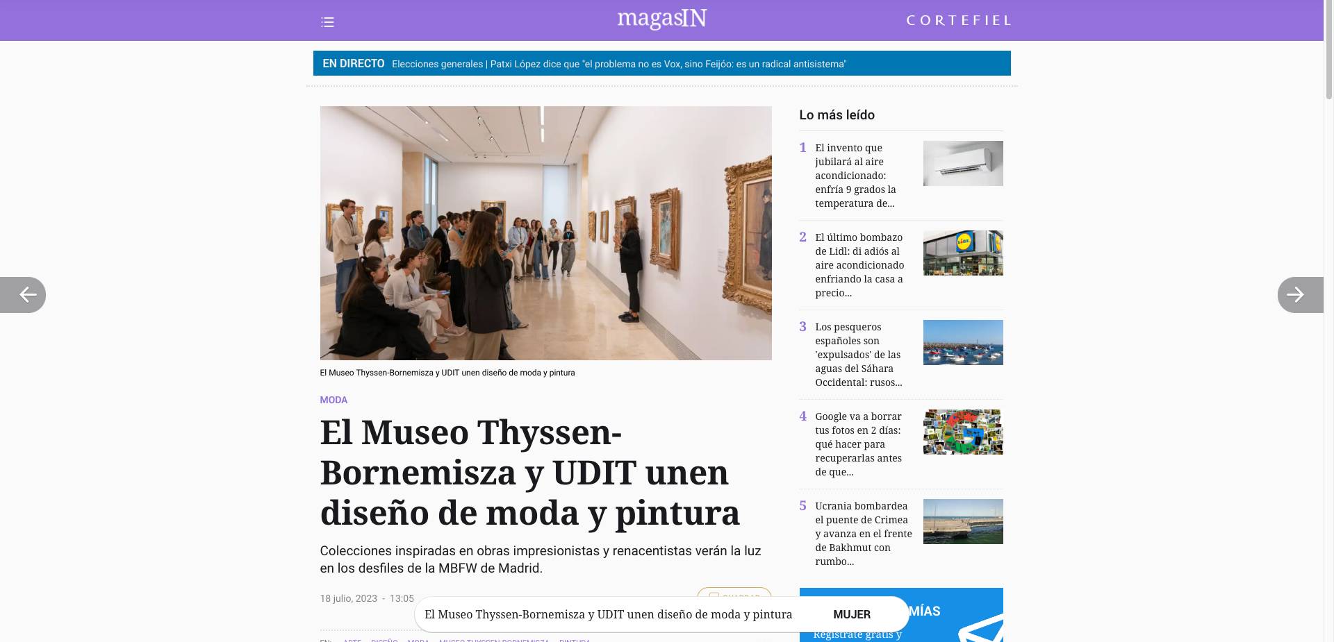 Una exposición en el Museo Thyssen-Bornemisza que presenta una fusión de moda y pintura.