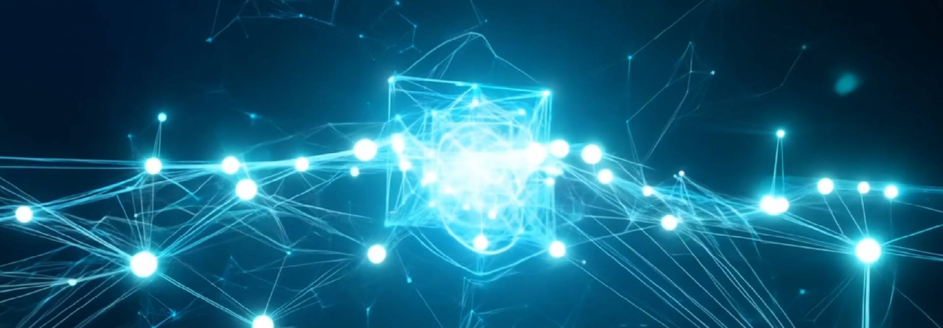 Una representación visual de un sistema de seguridad digital en forma de redes luminosas interconectadas.