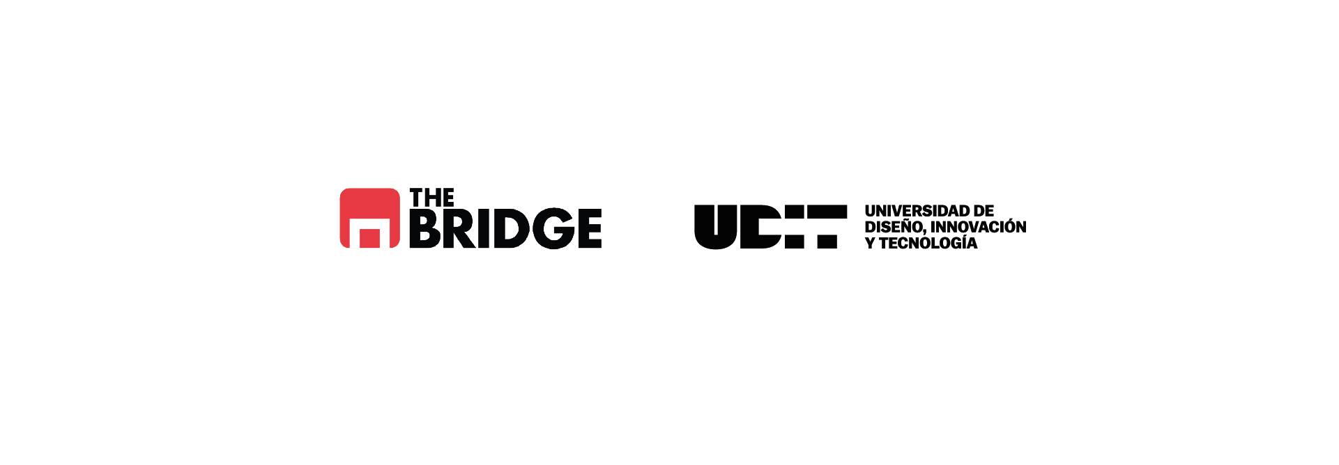 Logos de la organización The Bridge y la Universidad de Diseño, Innovación y Tecnología.