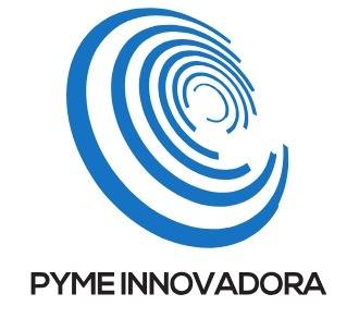 Logotipo que representa a una pyme innovadora con un diseño dinámico en tonos azules.
