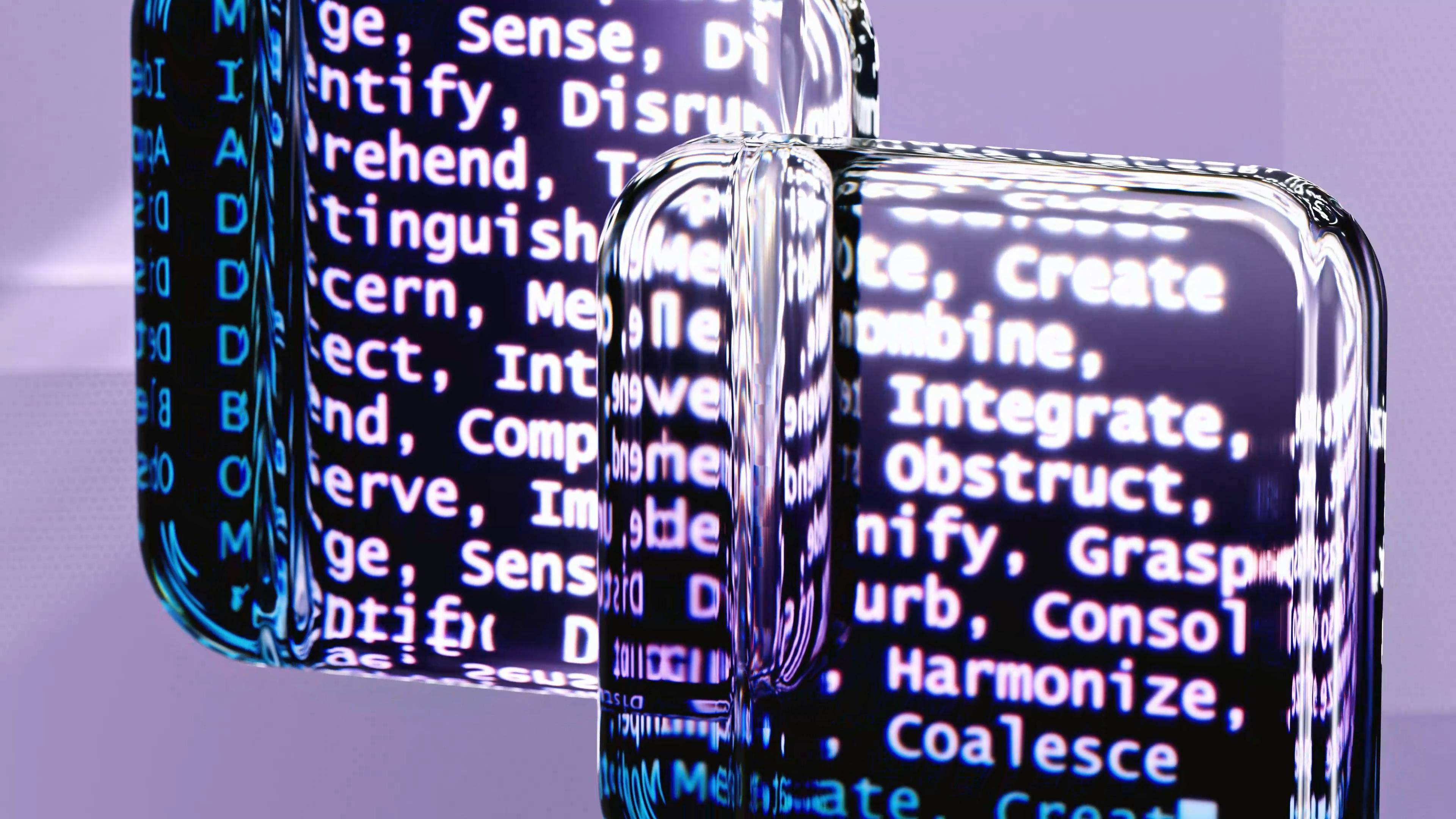 La imagen muestra un fondo con texto digital en un entorno tecnológico y futurista.