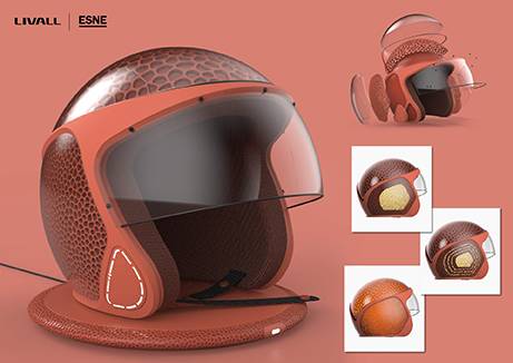 Casco moderno de diseño innovador con detalles en textura y visera transparente.
