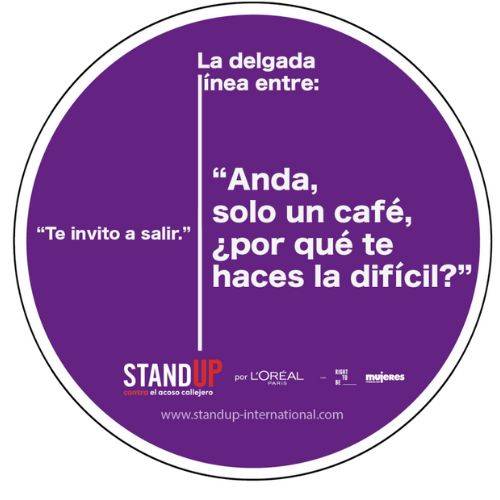 Una representación gráfica que aborda el acoso callejero mediante una comparación entre frases aparentemente inofensivas y connotaciones problemáticas.