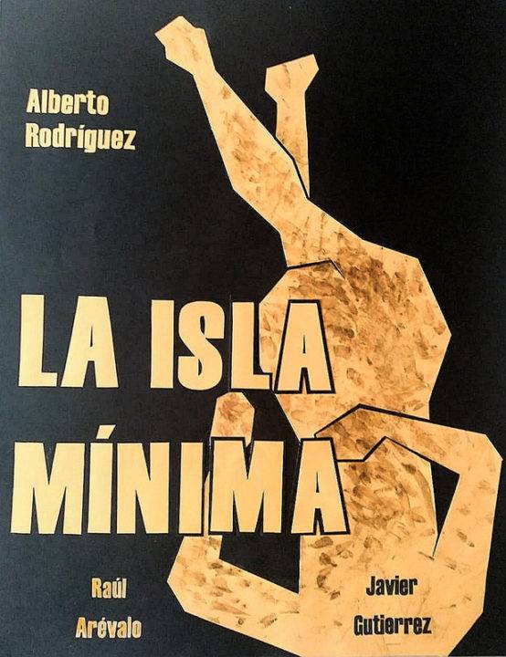 Cartel de la película 'La Isla Mínima' con un diseño abstracto en tonos marrones y negro.