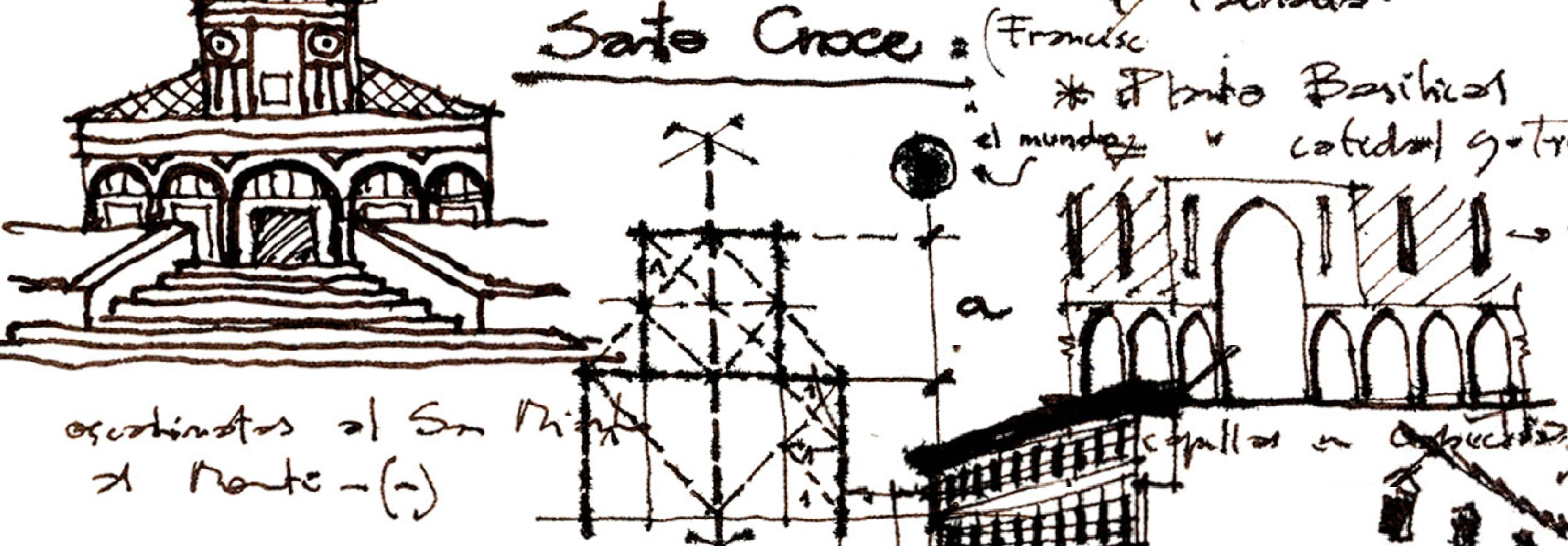 Esquema arquitectónico de la Basílica de Santa Croce en Florencia.