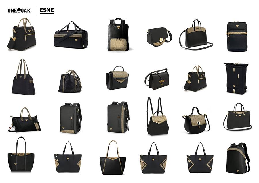 La imagen muestra una variedad de bolsos y mochilas en diferentes estilos y tamaños.
