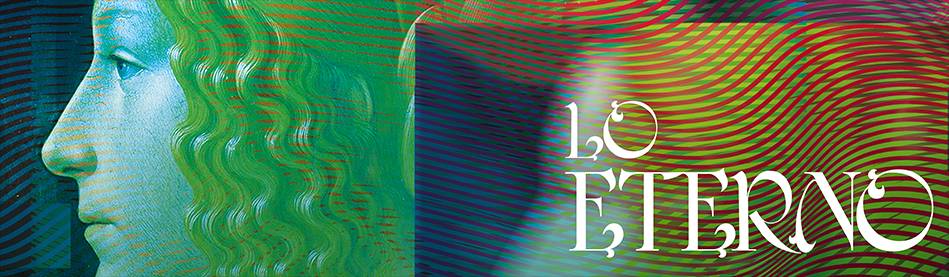 La imagen presenta un perfil con un fondo de colores vibrantes y la palabra 'LO ETERNO' destacada.