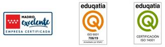 Logos de certificación de calidad de empresas en Madrid.