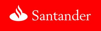 Logo de Banco Santander sobre fondo rojo.